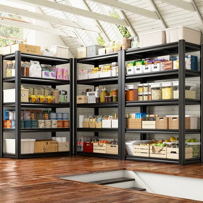 Raybee Storage Shelves Garage Shelving Heavy Duty,5-Tier Adjustable Garage Shelves,Metal Shelving for Garage,Basement, Warehouse,Pantry, 72" H x 31.5" W x 16.5" D，Black - size: 16.5"D x 31.5"W x 72"H,Black