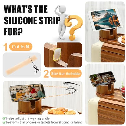 Couch Cup Holder Tray,Acacia Wood Couch Arm Table with Phone Holder, Large Foldable Sofa Arm Tray for Drink Snacks Table - color: Acacia Wood