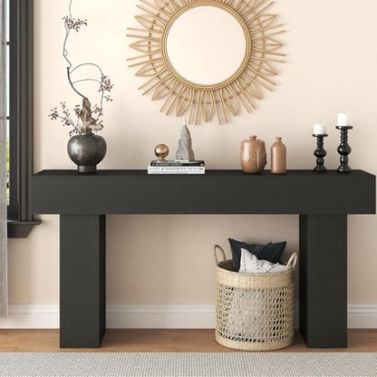 63 Inch Long Console Table for Entryway, Farmhouse Wood Rectangular Sofa Table Behind Couch Table, Narrow Entryway Table for Living Room, Entrance, Hallway, Foyer, Easy Assembly (Charcoal Black) - color: Charcoal Black