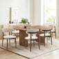 COLAMY Wooden Dining Chairs Set of 6, Modern Upholstered Fabric Dining Room Chair, Farmhouse Kitchen Side Chairs with Foot Pegs, Beige - color: Beige, size: Set of 6
