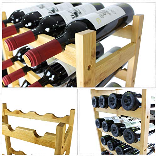 SMIBUY Bamboo Wine Rack, 20 Bottles Display Holder, 5-Tier Free Standing Storage Shelves for Kitchen, Pantry, Cellar, Bar (Natural) - color: Natural