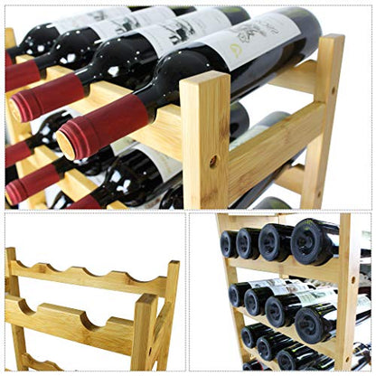 SMIBUY Bamboo Wine Rack, 20 Bottles Display Holder, 5-Tier Free Standing Storage Shelves for Kitchen, Pantry, Cellar, Bar (Natural) - color: Natural