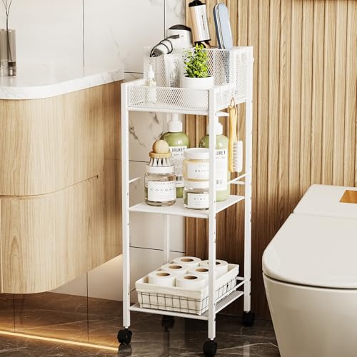 VITVITI Metal Hair Tool Organizer Shelf for Bathroom, 3 Tiers Hair Product Bathroom Cart Organizer Floor Stand, Curling Irons Straighteners Storage Makeup Organizers for Vanity (White Color) - style: A White