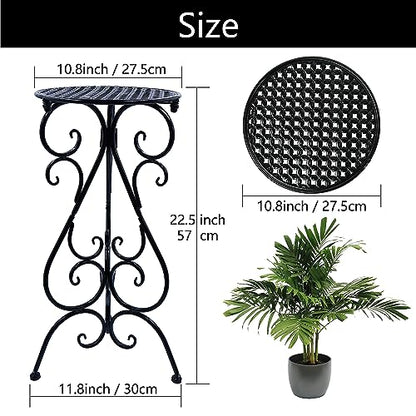 NAKUPE Metal Plant Stand Indoor Outdoor, Single Flower Pot Stands 22.5 Inch Tall, Planter Pedestal Holder for Patio Corner Garden Porch Farmhouse, Black(1 Pack)