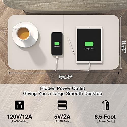 LIDYUK End Table with Charging Station, Flip Top Side Table with USB Ports and Outlets, Nightstand for Small Spaces, Bedside Tables with Storage Shelf for Living Room, Bedroom, White | Equipped with USB Ports and Outlets, Nightstand for Small Spaces, Beds