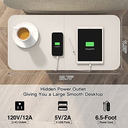 LIDYUK End Table with Charging Station, Flip Top Side Table with USB Ports and Outlets, Nightstand for Small Spaces, Bedside Tables with Storage Shelf for Living Room, Bedroom, White | Equipped with USB Ports and Outlets, Nightstand for Small Spaces, Beds