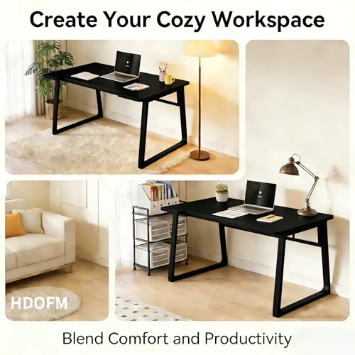 Computer Desk 39.4 Inch Small Office Desk with Wood Top and Metal Frame, Study Writing Desk for Home, Bedroom, Gaming, U-Shaped Leg Design, Modern Simple - color: Frame：black/Board：black