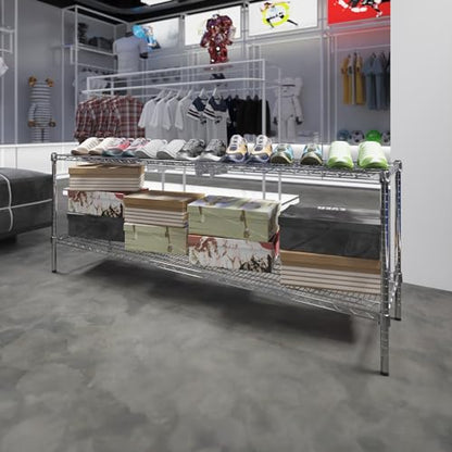 18" Deep x 72" Wide x 27" Height Wire Shelving Kit | 2-Tier | NSF Commercial Storage Rack Unit - size: 18" Deep x 72" Wide