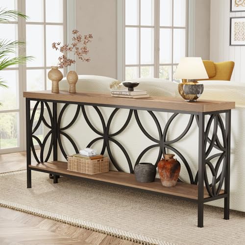 Tribesigns 70.9-Inch Narrow Sofa Table, FarmhouseLong Sofa Table Behind Couch, Entry Console Table with Storage for Entryway, Living Room, Foyer, Unique Design, Oak - color: Oak