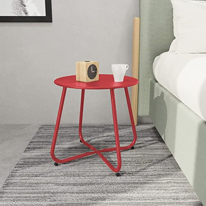 Grand patio Outdoor Side Table 18-inch Round End Table Accent Table for Bistro Balcony Apartment Red - color: Round Feet, Red