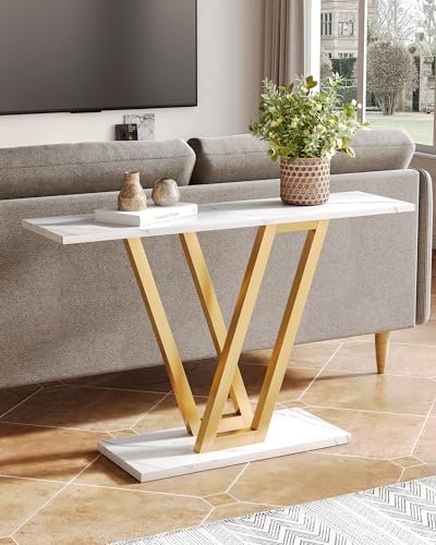 LITTLE TREE Console Table Hallway Table for Entryway 43 Inch Sofa Table Entryway Tables for Living Room, White & Gold - color: White & Gold