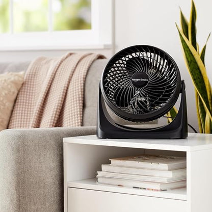 Amazon Basics Air Circulator Desk Fan for Bedroom, Home and Office, 90-Degree Tilt Head, 3 Speed Settings, Cooling, 35 Watts, Black, 11.1"W x 6.3"D x 10.9"H - size: 11.1"W x 6.3"D x 10.9"H