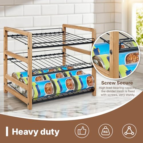 DGWJSU Can Organizer for Pantry 3-Tier, Can Storage Organizer Pantry, Soda Can Organizer, Holds up to 36 Cans Holders for Pantry, Cabinet, Countertop, Carbonized Brown - size: 3 Tiers