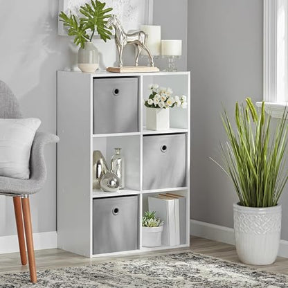 6-Cube Storage Organizer, Bookcase, 3 Open & 3 Closed Back Shelves, Vertical/Horizontal Placement, 11" Cubes (White) - color: White