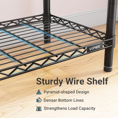 VIPEK R2 Plus Heavy Duty Rolling Garment Rack 3 Tiers Adjustable Wire Shelving Clothes Rack with Double Rods and Side Hooks, Freestanding Wardrobe Storage Rack Metal Clothing Rack, Black - color: Black, size: R2 Plus