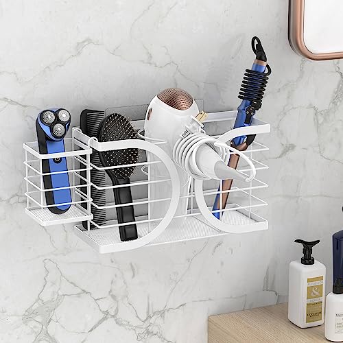 Hair Dryer Holder 3in1 Hair Tool Organizer/Wall Mounted,Cabinet Door or Desk-based Blow Dryer Holder/Height-adjustable Curling Iron Holder/Bathroom Cabinet Organizer for Flat Irons Curling Wand | Hair Dryer Holder Wall mount Height-adjustable Curling Iron