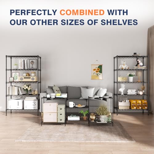 3-Tier Wire Shelf Rack,24" Dx14 Wx 30" H,Wire Metal Shelving with Lockable Wheels,Height Adjustable Storage Standing Shelves for Kitchen,Living Room,Laundry,Office,Pantry,Studio,Black - size: 3-Tier,24"x14"x30"(WxDxH)