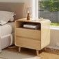 Nasonet Modern Nightstand with Charging Station, Wood End Tables Bedroom Nightstands with Drawers, Wide Curved Bedside Table for Kids Bedroom, Living Room, Oak - color: Oak, size: 2 Drawers