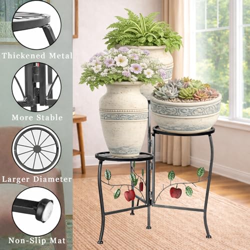 N.B.Y. 3 Tier Metal Plant Stand Indoor Outdoor Fold Waterproof Flower Plant Fit For Garden Balcony Patio Living Room Balcony Office Yard