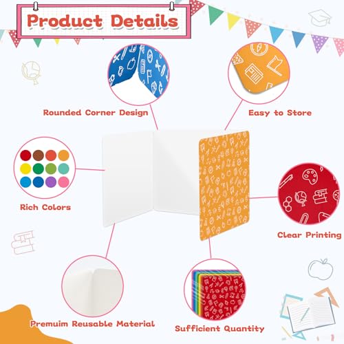 gisgfim 24 Pack Privacy Shields for Student in 12 Vibrant Colors Desk Dividers Durable Privacy Folders Testing Divider Shield Study Boards Panel Partition for Classroom Teacher Back to School Supplies - style: Vibrant