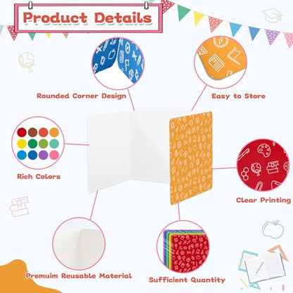 gisgfim 24 Pack Privacy Shields for Student in 12 Vibrant Colors Desk Dividers Durable Privacy Folders Testing Divider Shield Study Boards Panel Partition for Classroom Teacher Back to School Supplies - style: Vibrant