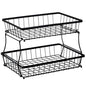 HOSY 2-Tier Metal Fruit Basket, 17-in Rectangle Black Standing Storage Rack | All-Metal, Removable Design, Tool-Free Assembly, Versatile Kitchen Countertop Organizer, Vegetables, Breads, Seasonings - size: 17-inch