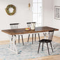 Tribesigns Farmhouse Dining Table for 6 People, 70.8-Inch Rectangular Wood Dining Table, Rustic Kitchen Table with Heavy Duty Metal Legs for Dining Room (Brown/White) - color: Brown/White