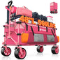 Originsure 300L Collapsible Beach Wagon Cart with Big Wheels, 560lbs, Pink | 48" Foldable Utility Wagon,7" All-Terrain Wheels,Heavy Duty Frame,Compact&Space-Saving,for Camping,Sports,Grocery,Garden - color: Pink