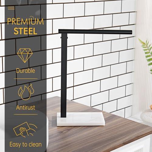 KOKOSIRI Hand Towel Rack Stand Towel Holder with Steady Marble Base for Bathroom Vanity Countertop, Matte Black Stainless Steel 15.7'' Height THS0006-BK - color: Matte Black, size: 1-Bar