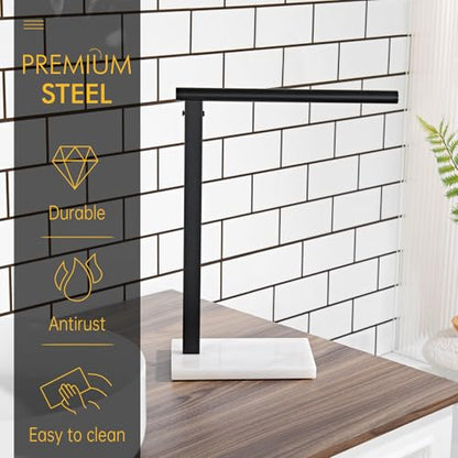 KOKOSIRI Hand Towel Rack Stand Towel Holder with Steady Marble Base for Bathroom Vanity Countertop, Matte Black Stainless Steel 15.7'' Height THS0006-BK - color: Matte Black, size: 1-Bar