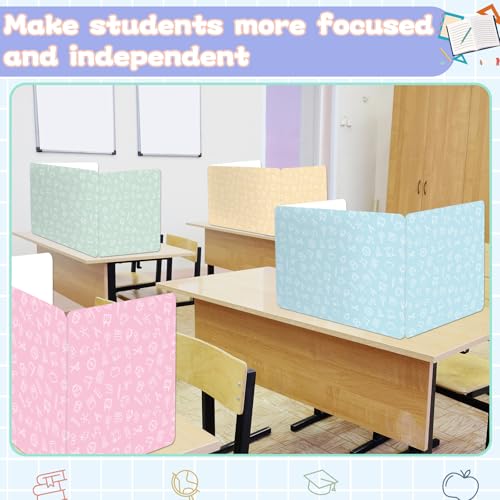 gisgfim 24 Pack Privacy Shields for Student in 12 Pastel Colors Desk Dividers Durable Privacy Folders Testing Dividers Shield Study Boards Panel Partition for Classroom Teacher Back to School Supplies - style: Pastel