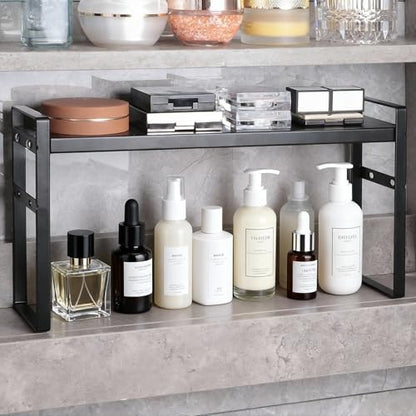 Expandable Narrow Medicine Cabinet Organizer Shelves Wide 3.58”,Metal Counter Storage Shelf Stand with Adjustable Layer and Non-Slip Pads for Cabinet,Kitchen,Pantry Small Space-Black - size: Wide 3.58”