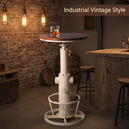 Topower Industrial Bar Table 38.58-48.43" Adjustable Pub Table Kitchen Dining Coffee Bistro Table Antique White - color: Antique White