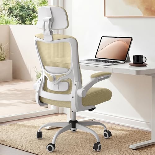 Ergonomic Office Chair for Long Hours, Padded Lumbar Support for Lower Back Relief, 330 lb Capacity, Comfortable Computer Desk Chair for Home Office, Computer & Study
