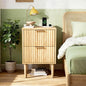 VINGLI Nightstand with Charging Station, Fluted Nightstand with Drawers, Wood Night Stand for Bedroom, Fluted Bedside Table/End Table/Side Table, Oak, 15.75" W*15.55" D*23.62" H - color: Oak, size: 15.7"W-2 Drawer