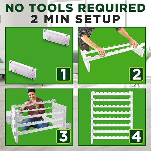NutriChef 72 Bottle Wine Rack Stackable Bamboo Freestanding, 8-Tier Modular Shelf, Sturdy Wobble Free, Upgraded 2026 Design, Easy No-Tool Assembly for Kitchen, Cellar or Bar 33.5" x 10" x 41" (White) - size: 72 Bottle - White