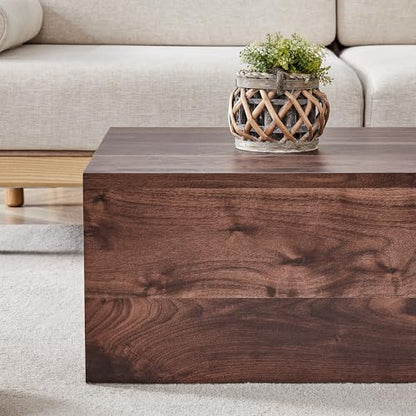 39" Rectangular Compact Coffee Table,Small Cube End Table,Modern Side Table with Stylish Wood Grain Pattern,Minimalist Accent Table for Living Room,Office,Apartment,Nightstand(Walnut,39") - color: Walnut,39.9"
