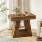 Tribesigns 24" Side Table, Narrow End Table with 2-Tier Storage Shelf, Farmhouse Wooden Nightstand Accent Table with Trapezoid Base for Living Room, Bedroom, Small Spaces, Brown - color: Brown