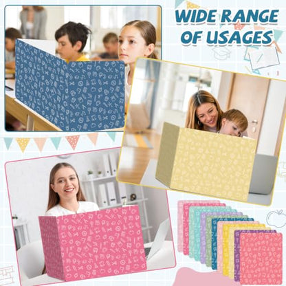 gisgfim 24 Pack Privacy Shields for Student Colorful Motivational Desk Dividers Durable Privacy Folders Testing Divider Shield Study Board Panel Partition for Classroom Teacher Back to School Supplies - style: Bright Pastel