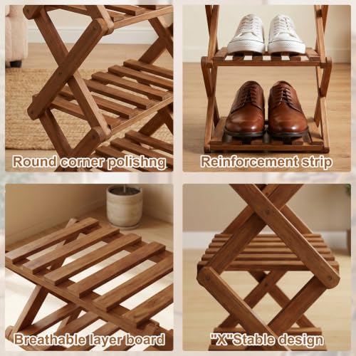 Shoe Racks, Foldable Shoes Organizer Free Standing Shelf for Entryway, Closet, Bedroom, Hallway, | Natural | Functional | Multifunctional Shoe Rack (Eight Layers of Brown) - color: Eight Layers of Brown
