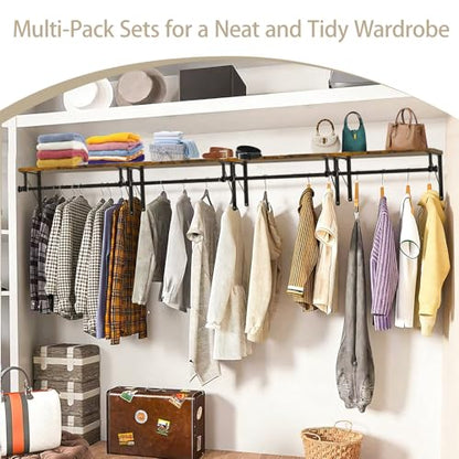 Wall Mounted Shelf with Hanging Rod, Laundry Room Shelves, Space Saving Organization for Bedroom, Bathroom, Laundry Room, Closet, Kitchen & Front Door