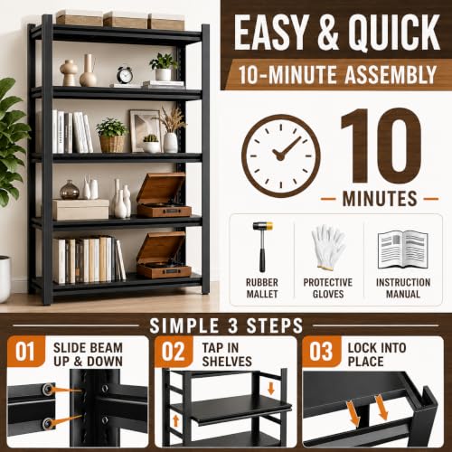 Book Shelves Book Shelf 4 Tier Metal Shelving Unit Storage Shelves Heavy Books Organizer for Garage Pantry Home Office Wide Wire Display Rack (Split Construction). 44.1" H × 15.7" W × 11.8" D - size: 4-Tier, 44.1"H × 15.7"W × 11.8"D