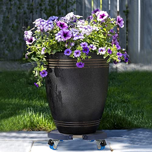 W B D WEIBIDA Plant Caddy with Wheels Heavy Duty 440lbs Capacity, Adjustable 15-21 Inch Rolling Plant Stand Indoor Outdoor, Large Plant Cart Dolly with Casters for Flower Pot Garden Pot Mover - color: Blue