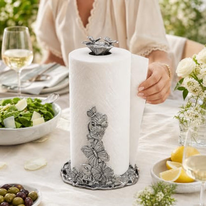 Arthur Court Butterfly Paper Towel Holder - Decorative Aluminum Design for Kitchen Countertop - 13 Inch Tall with Weighted Base - size: Butterfly