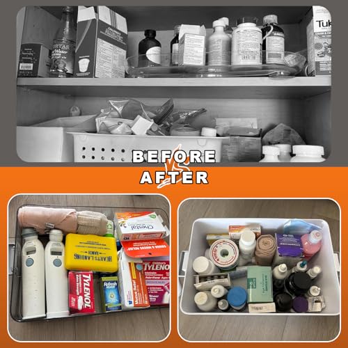 MOPUP 3-Tier Medicine Craft,Sewing,Art,Organizer Storage,Portable Latch Bin with Lid and Leather Handle,Pill Bottle, First Aid, A Household Essential - size: XL– 3-Tier