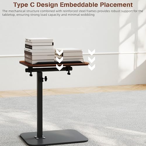FuturelOT Sofa Couch Arm Table Tv Tray Small Bedside Table C Shaped Adjustable Height Side End Tables for Living Room, Bedroom, Pure Black - color: Pure Black