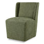 KISLOT Upholstered Dining Chairs Set of 1 with Casters, Wingback Modern Side Armless Deskchair with Rollers for Diningroom Bedroom Livingroom Reading Room, Green Fabric - color: A Green Fabric, size: Set of 1