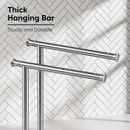 Hoimpro 13" Brushed Nickel Stand Hand Towel Holder Bathroom Kitchen Countertop Towel Rack Towel Bar Ring Free Standing Counter T Bath Accessories Freestanding Vanity Sink Hardware Stainless Steel - color: Brushed Nickel