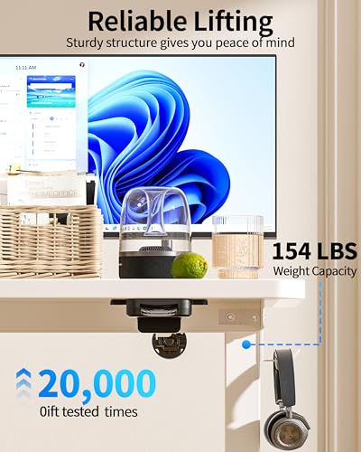 Okin Electric Standing Desk 31.5x19.7 Inches Small Computer Desk-Whole Piece Stand up Desk with Wheels Gaming Rolling Home Office Desks, White - color: White+casters, size: 31.5 Inch