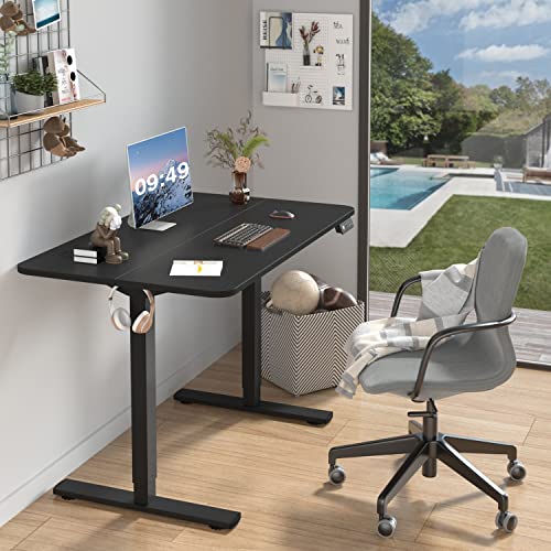 Furmax 48 Inches Electric Height Adjustable Standing Desk Home Office Desk | Large Sit Stand Up Computer Desk Memory Preset with T-Shaped Metal Bracket, Black - color: Black, size: 48 Inch